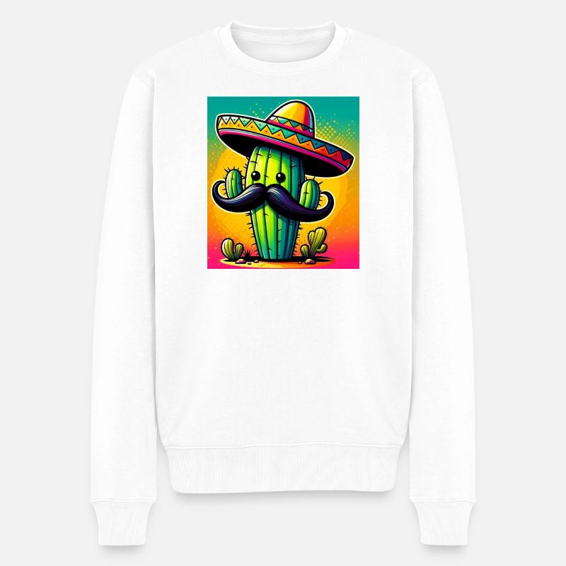 Kaktus - Männer Premium Bio Pullover - Weiß