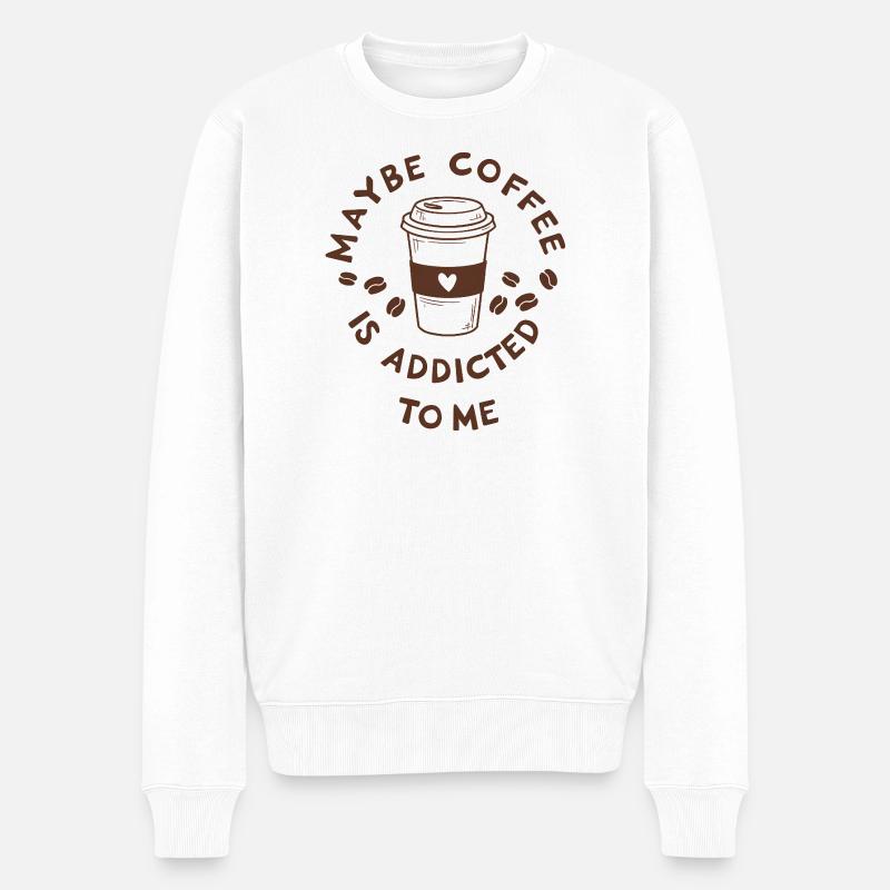 Kaffee Liebhaber Lustiges Zitat - Männer Premium Bio Pullover - Weiß