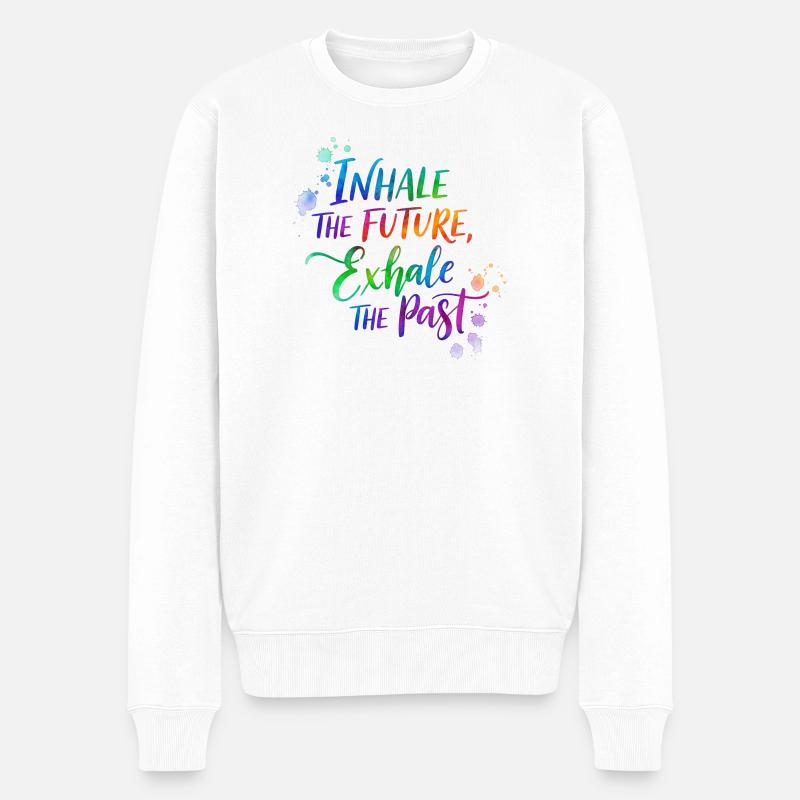 Inspirierendes Regenbogen-Kalligraphie-Design - Männer Premium Bio Pullover - Weiß