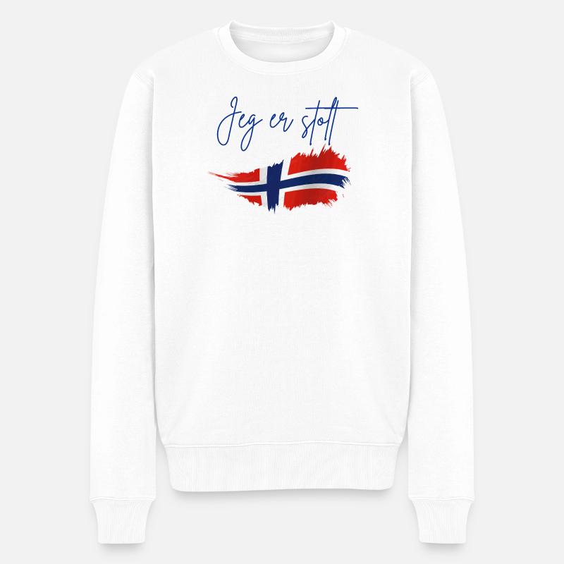 Norwegen - Männer Premium Bio Pullover - Weiß