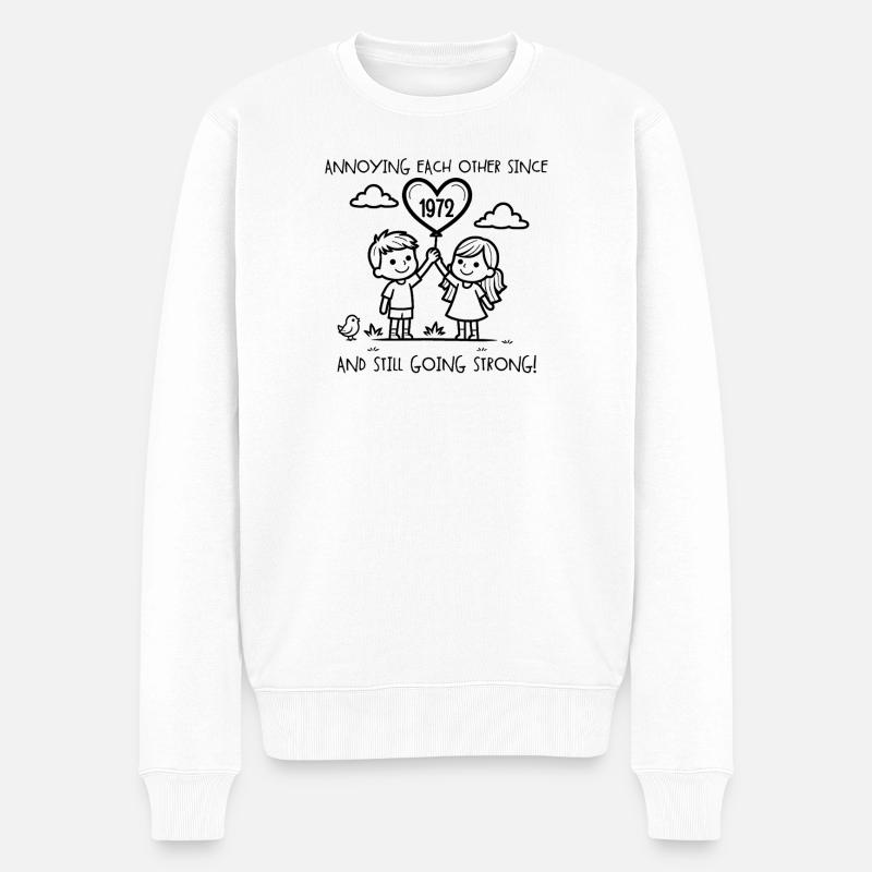 Anniversaire du harcèlement mutuel depuis 1972 - Pull Premium bio Homme - blanc