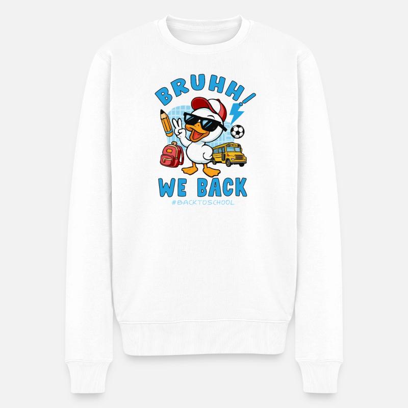 Entenschüler zurück zur Schule - Männer Premium Bio Pullover - Weiß