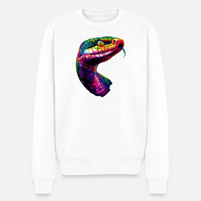 Schlange Python Kobra Klapperschlange Schlangen - Männer Premium Bio Pullover - Weiß