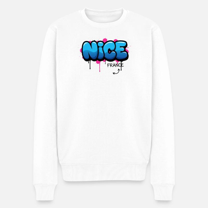 Graffiti-Stil mit Frankreich-Motiv - Männer Premium Bio Pullover - Weiß