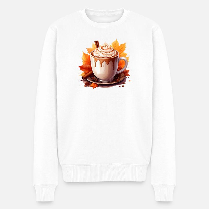 Herbstlicher Kakao - Männer Premium Bio Pullover - Weiß