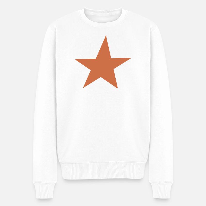 Orangenes Sternen-Design  - Männer Premium Bio Pullover - Weiß