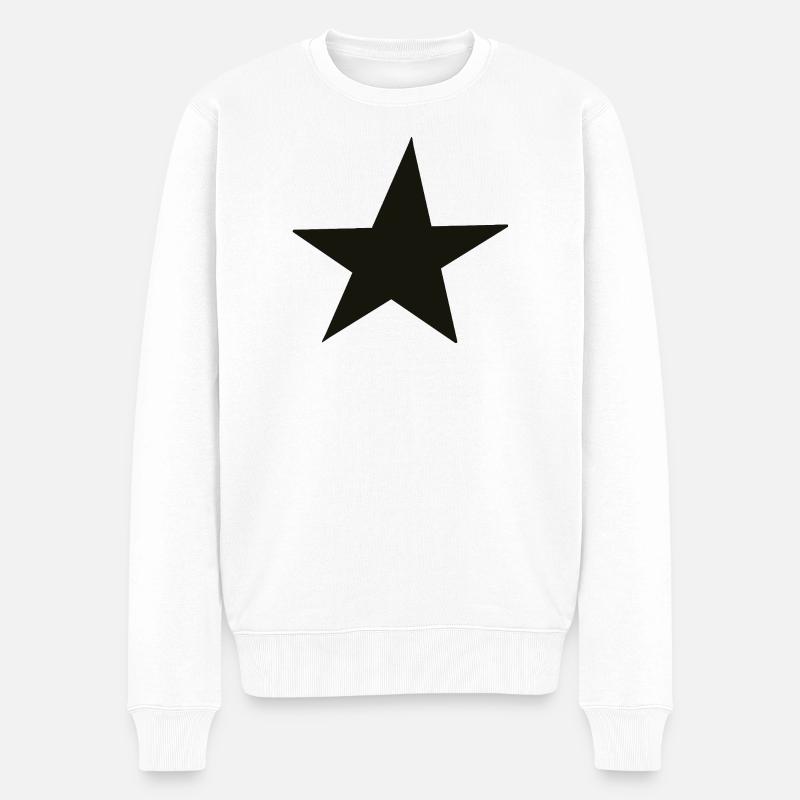 Minimalist Schwarzer Stern - Handgezeichent - Männer Premium Bio Pullover - Weiß