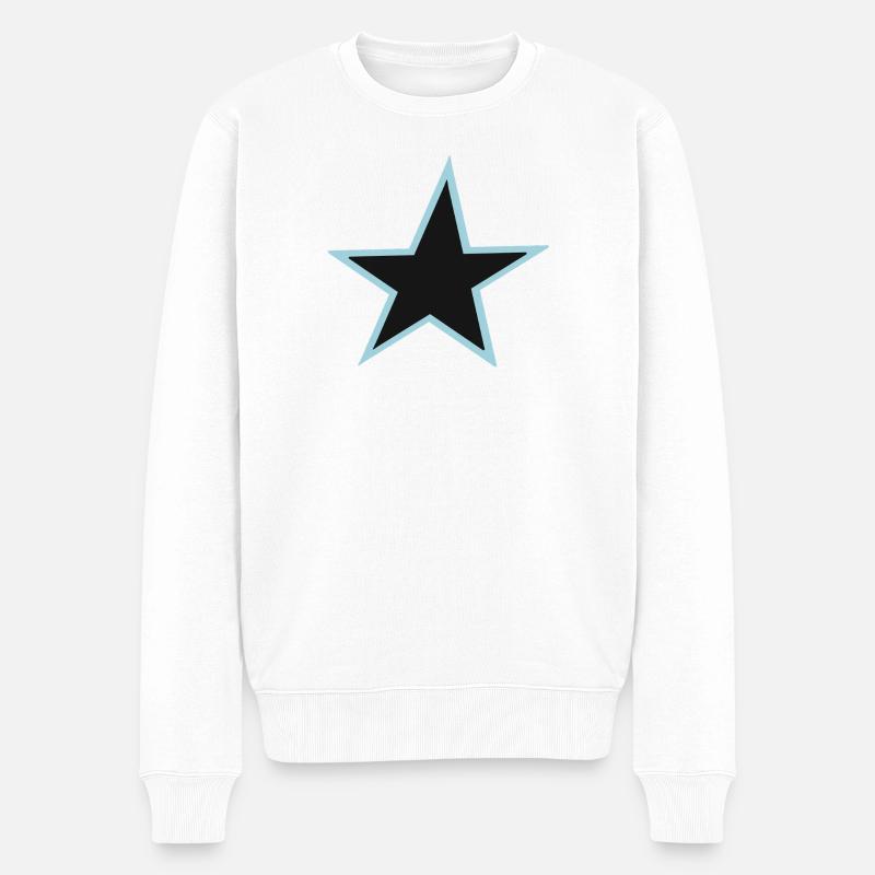 Abstrakte Bunte Sternzeichnung - Männer Premium Bio Pullover - Weiß