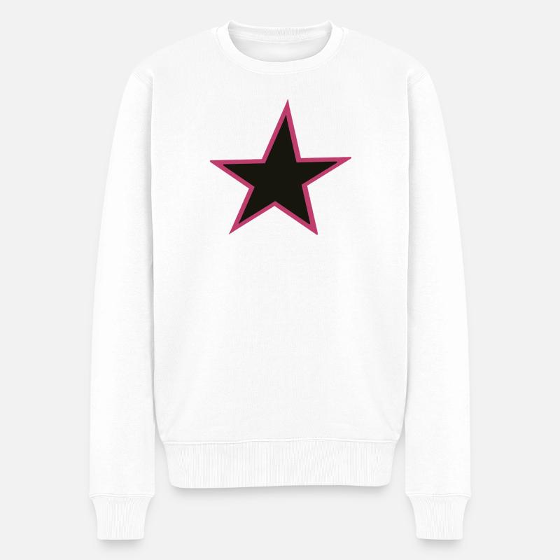 Pink Umrandung Star Design - Männer Premium Bio Pullover - Weiß