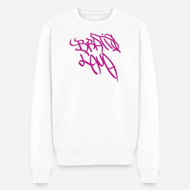Kunstvolles Graffiti-Design in Lila Bratislava - Männer Premium Bio Pullover - Weiß