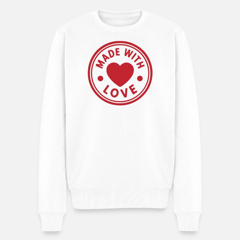 Made With Love Stamp Design - Männer Premium Bio Pullover - Weiß