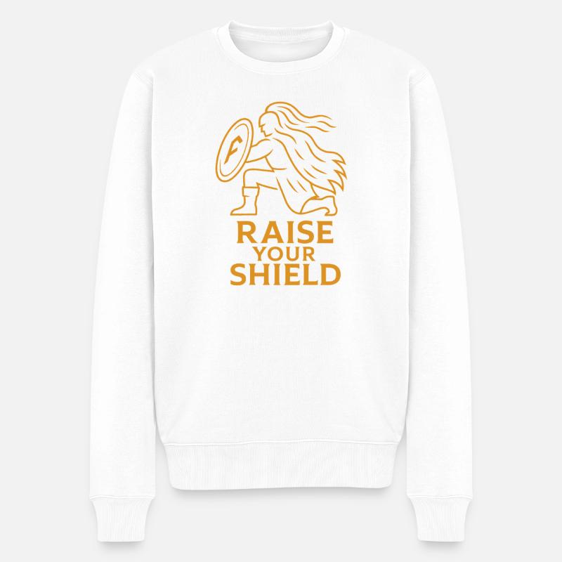 Illustration de bouclier renforcé - Pull Premium bio Homme - blanc