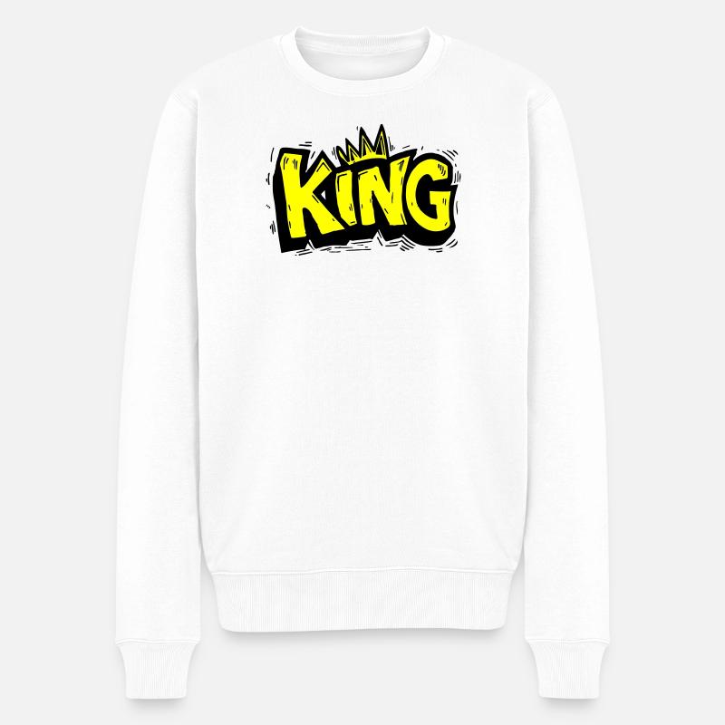 König Graffiti Schriftzug - Männer Premium Bio Pullover - Weiß