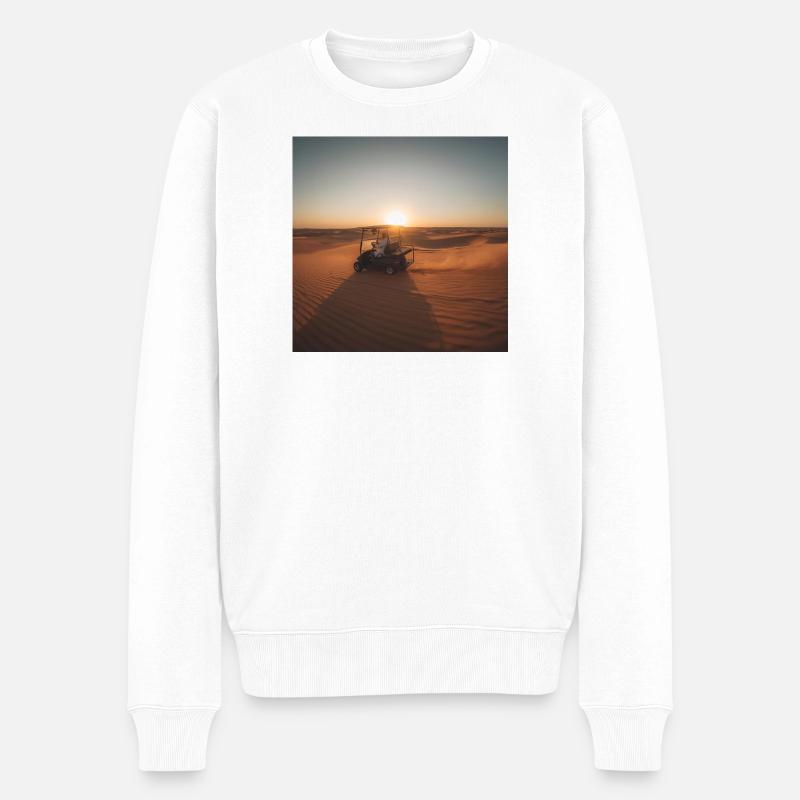 Wüstensonnenfahrt mit Golfwagen - Männer Premium Bio Pullover - Weiß
