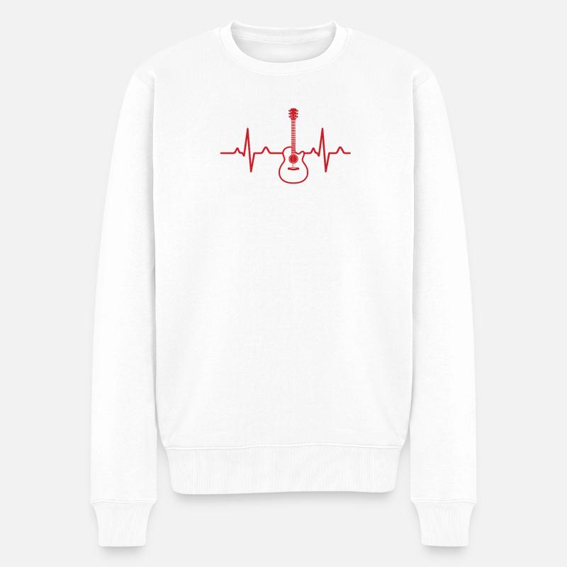 Musikalisches Herzschlag-Design - Männer Premium Bio Pullover - Weiß