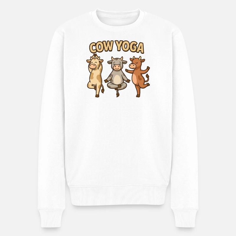 Illustration de yoga de vache - Pull Premium bio Homme - blanc