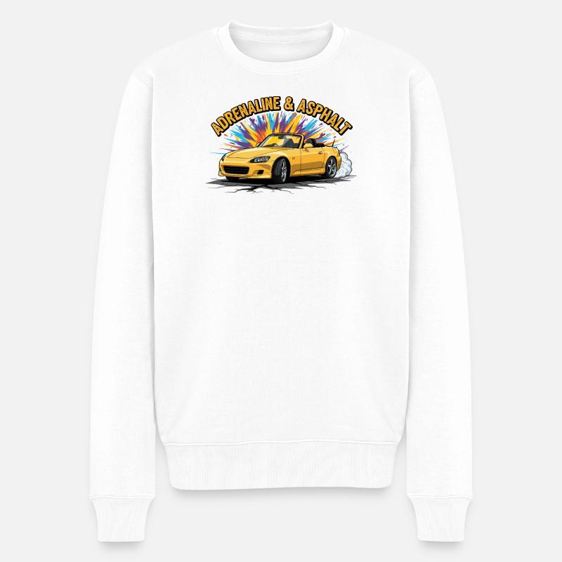 Adrenalin & Asphalt - Männer Premium Bio Pullover - Weiß