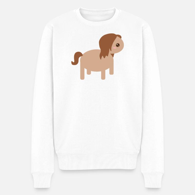 Einzigartige Pferdecharakter-Illustration - Männer Premium Bio Pullover - Weiß