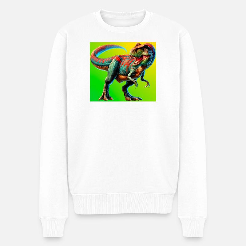 Dinosaurier - Männer Premium Bio Pullover - Weiß