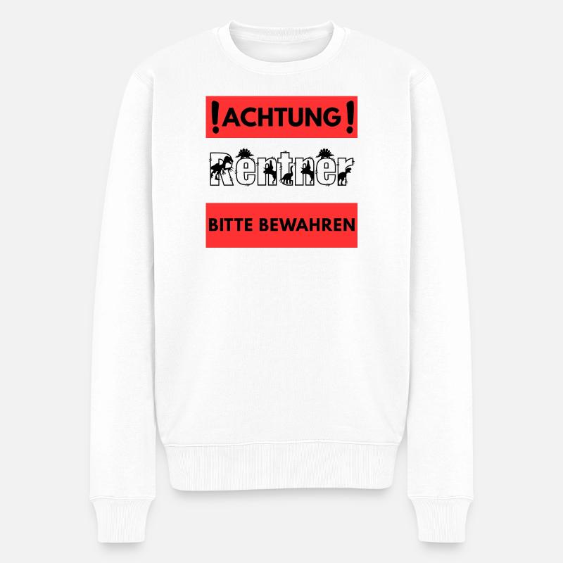 Achtung Rentner Design - Männer Premium Bio Pullover - Weiß