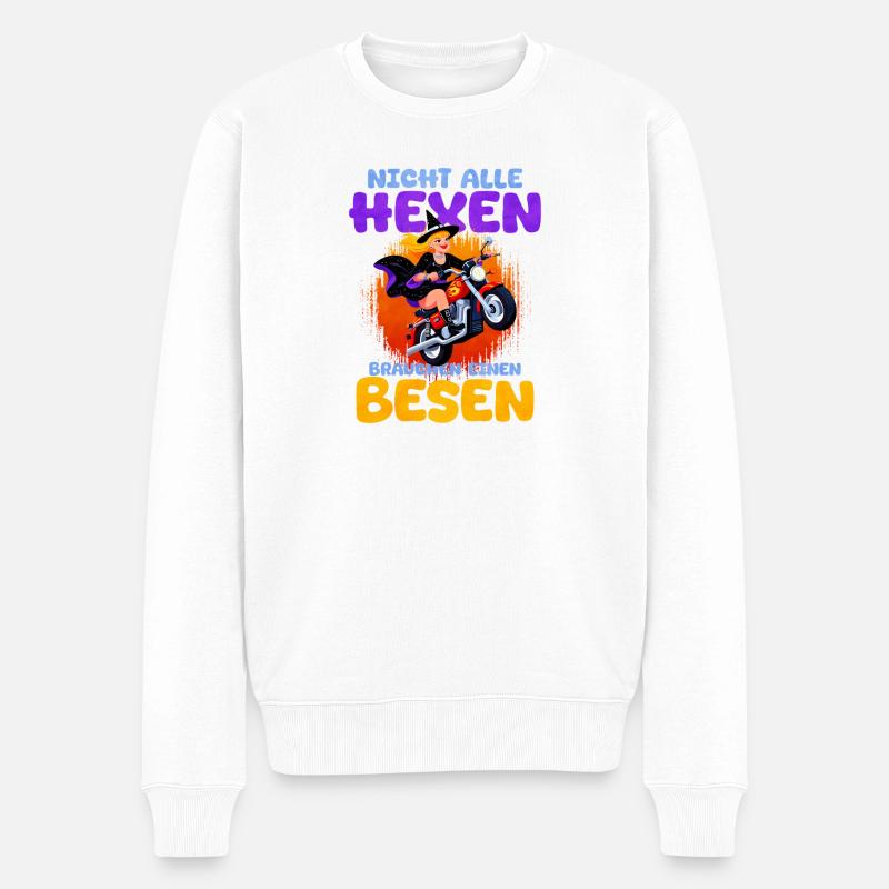 Hexen Motorrad Spaß Spruch - Männer Premium Bio Pullover - Weiß