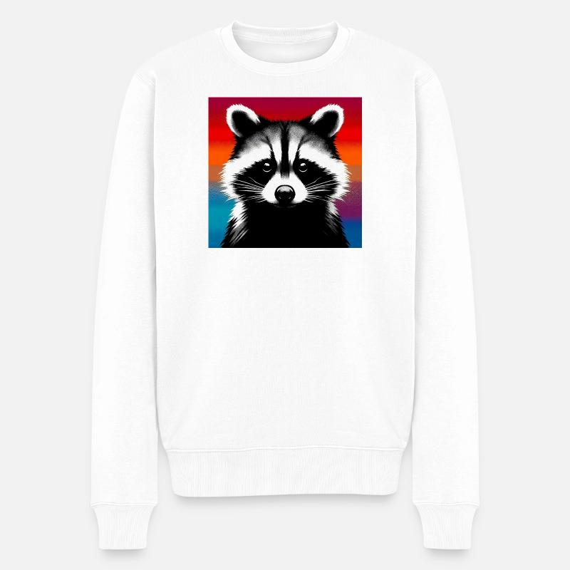 Waschbär - Männer Premium Bio Pullover - Weiß