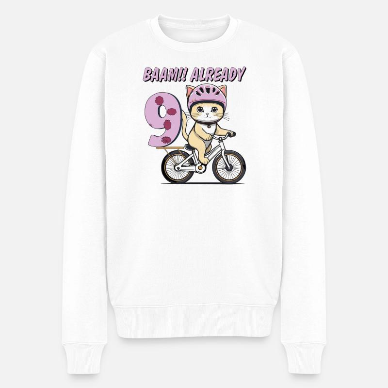 KATZE FAHRRAD BAAM!! ALREADY NEUN - Männer Premium Bio Pullover - Weiß