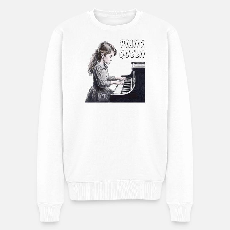 PIANO QUEEN - Männer Premium Bio Pullover - Weiß