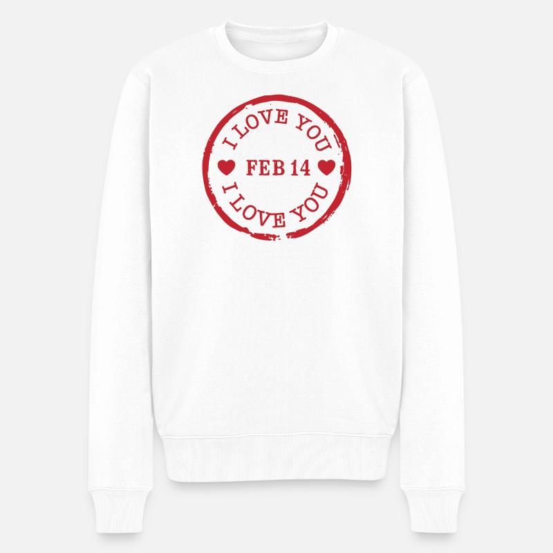 Je t’aime timbre Saint-Valentin - Pull Premium bio Homme - blanc