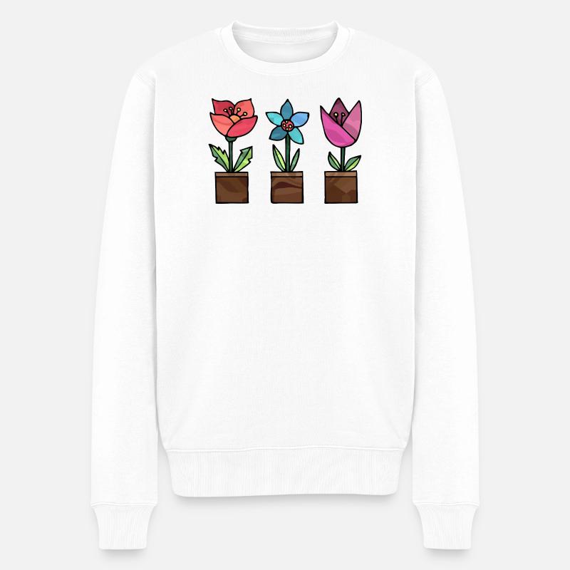 Blumen - Männer Premium Bio Pullover - Weiß