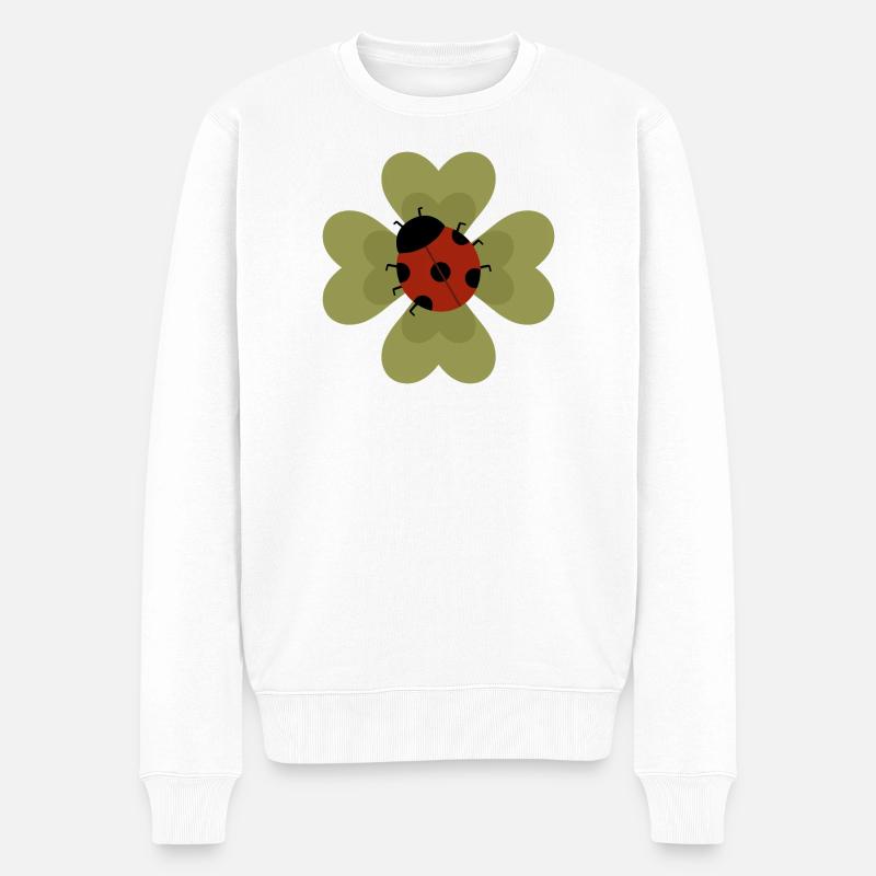Marienkäfer Blumen Patch Design - Männer Premium Bio Pullover - Weiß