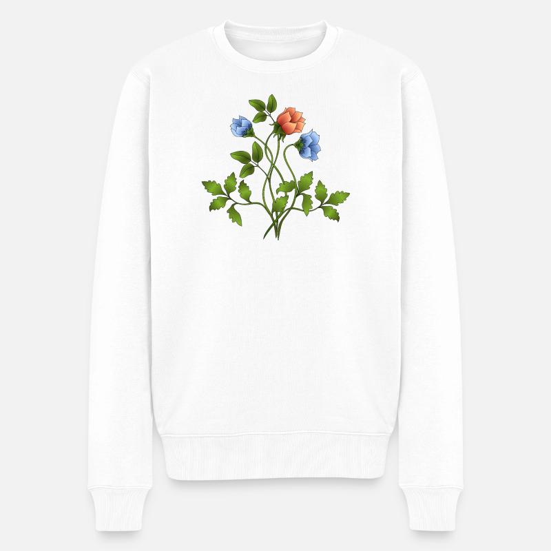 Blumen - Männer Premium Bio Pullover - Weiß