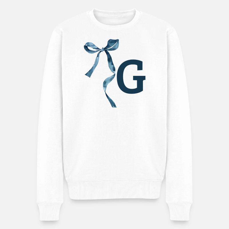 Monogramm g Geschenkidee - Männer Premium Bio Pullover - Weiß