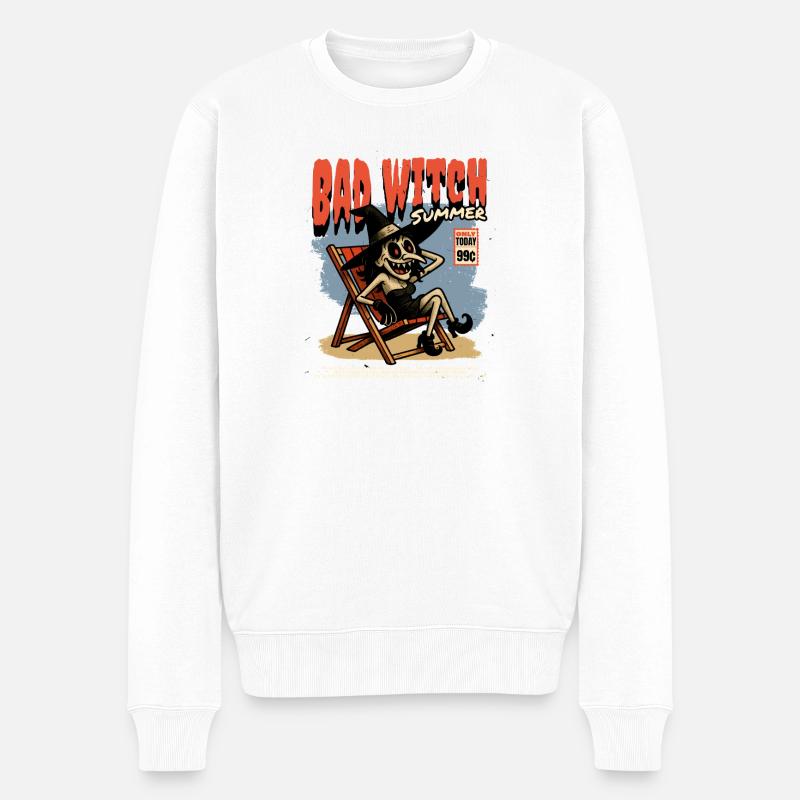 Crâne Sorcière dans Vampire d’été - Pull Premium bio Homme - blanc