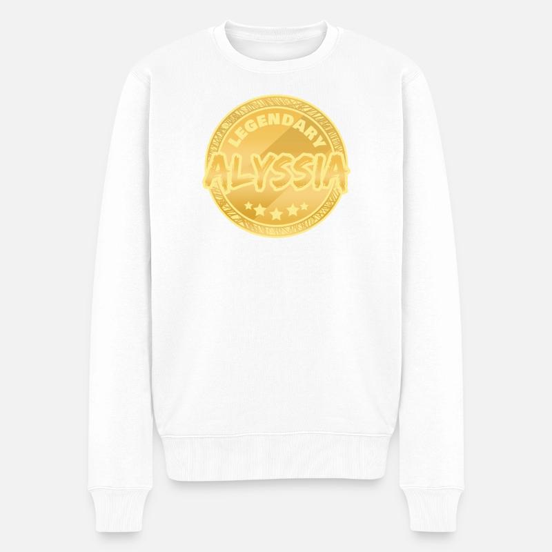 Vorname Alyssia - Männer Premium Bio Pullover - Weiß