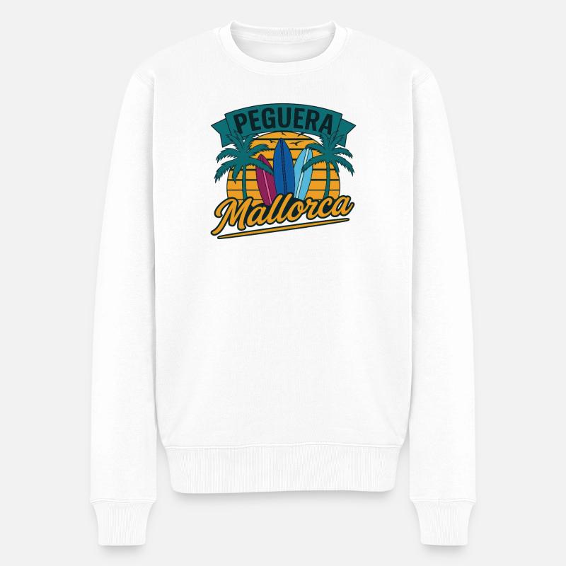 Peguera Mallorca - Männer Premium Bio Pullover - Weiß