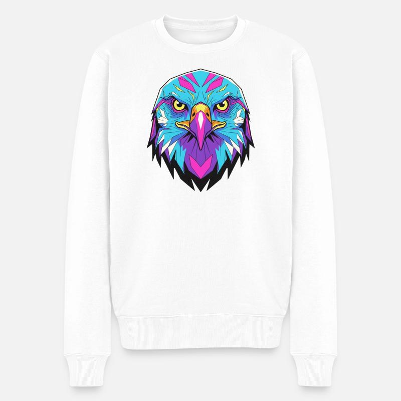Geometrischer Adler im Neonstil - Männer Premium Bio Pullover - Weiß