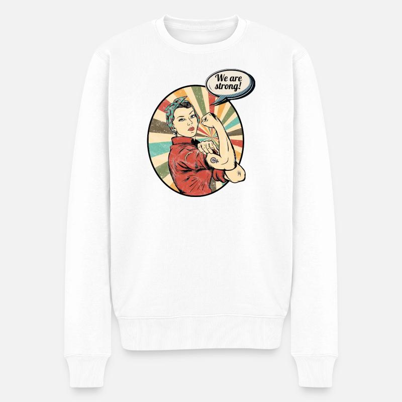 Retro Women Power - Männer Premium Bio Pullover - Weiß