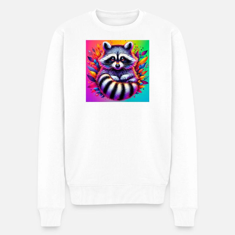 Waschbär - Männer Premium Bio Pullover - Weiß