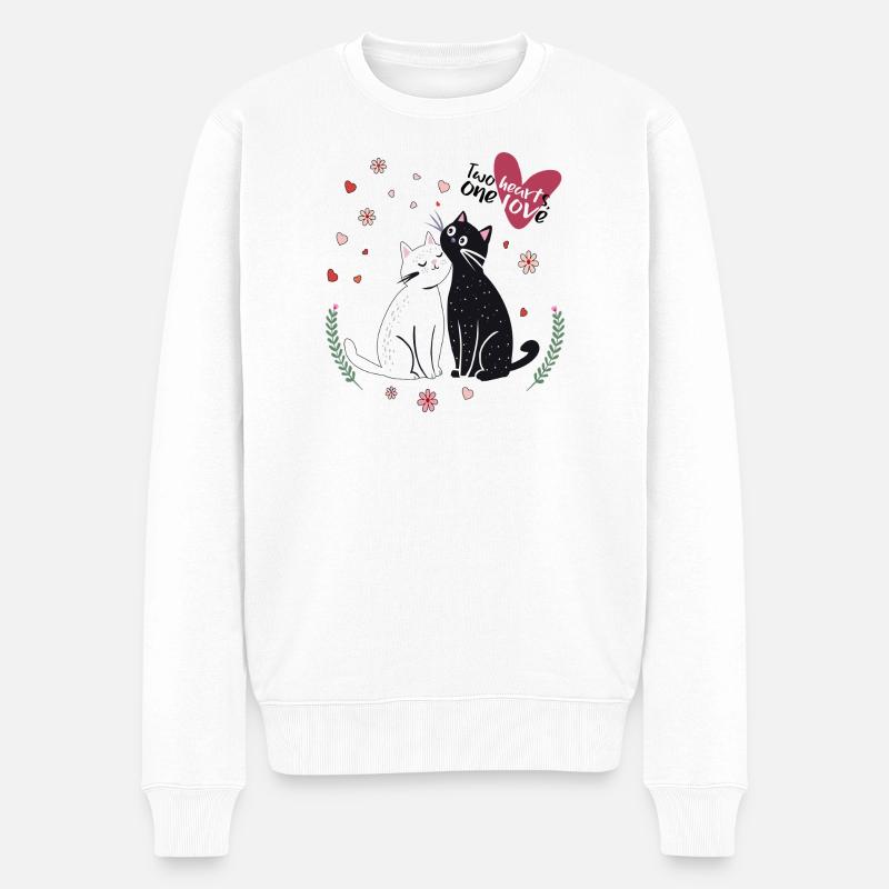 Chats joueurs avec des cœurs - Pull Premium bio Homme - blanc