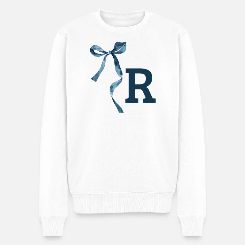 Monogramm r Geschenkidee - Männer Premium Bio Pullover - Weiß
