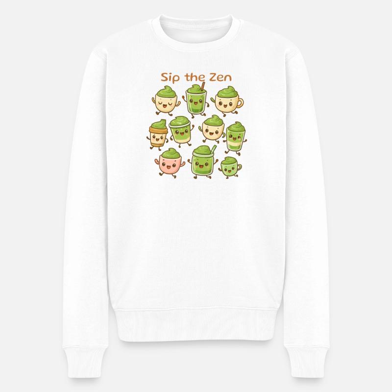 Amateurs de thé Matcha / Matcha Latte - Pull Premium bio Homme - blanc