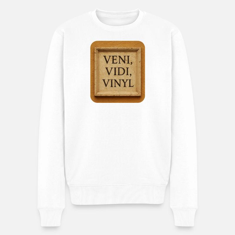 Veni, Vidi, Vinyl - Männer Premium Bio Pullover - Weiß