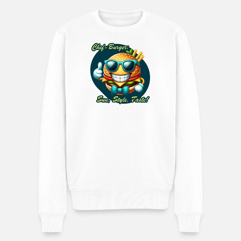 Sunny Chef Burger Dessin animé Design - Pull Premium bio Homme - blanc
