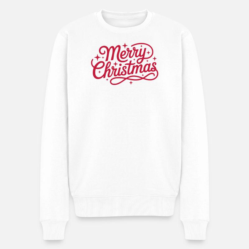 Frohe Weihnachten - Männer Premium Bio Pullover - Weiß