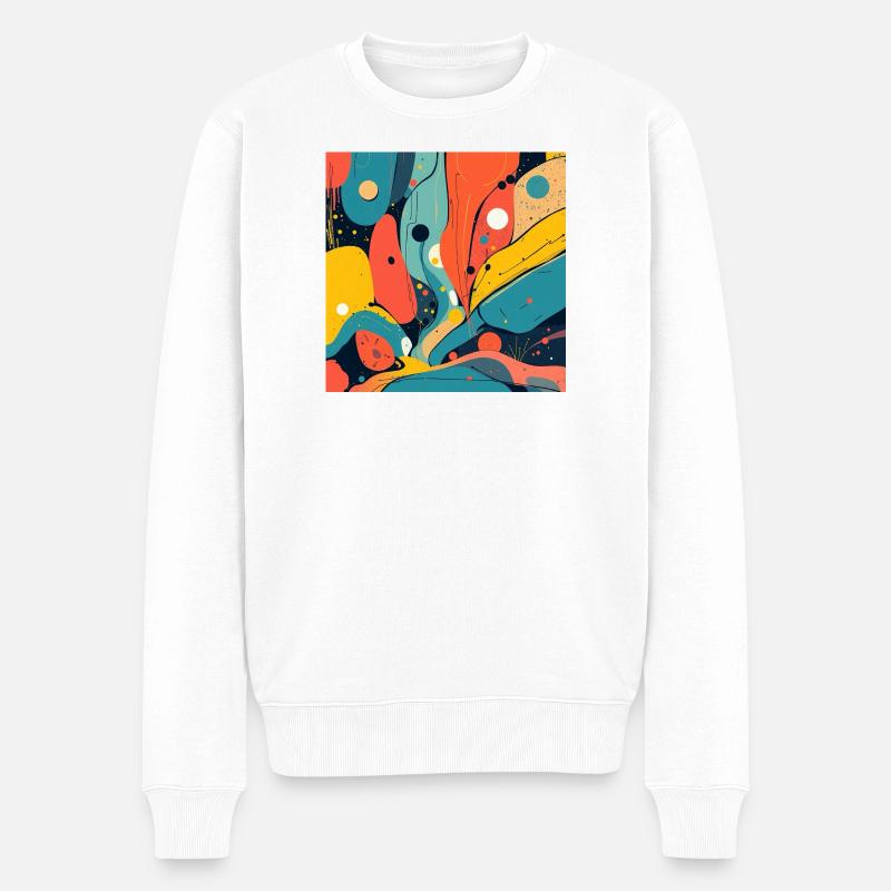 Explosion de couleurs abstraites dans des tons chauds - Pull Premium bio Homme - blanc