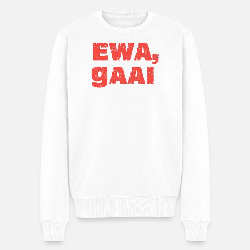 Ewa, Eichelhäher. Antwerpener Sprichwörter - Männer Premium Bio Pullover - Weiß