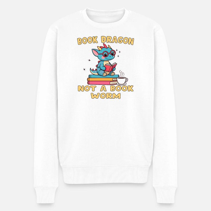 Drache Bibliophile Eule - Männer Premium Bio Pullover - Weiß
