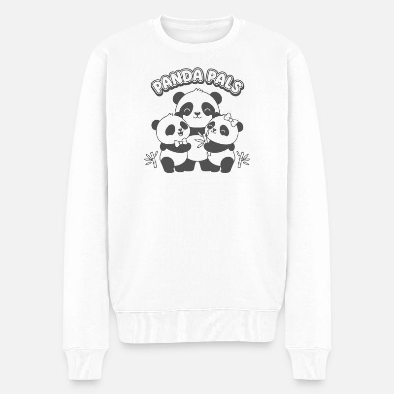 Panda-Familie Embrace Design - Männer Premium Bio Pullover - Weiß