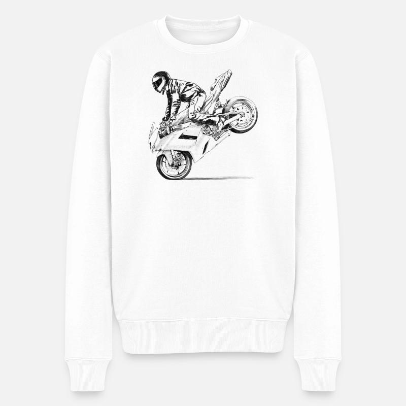 Motorcycle stunt - Männer Premium Bio Pullover - Weiß